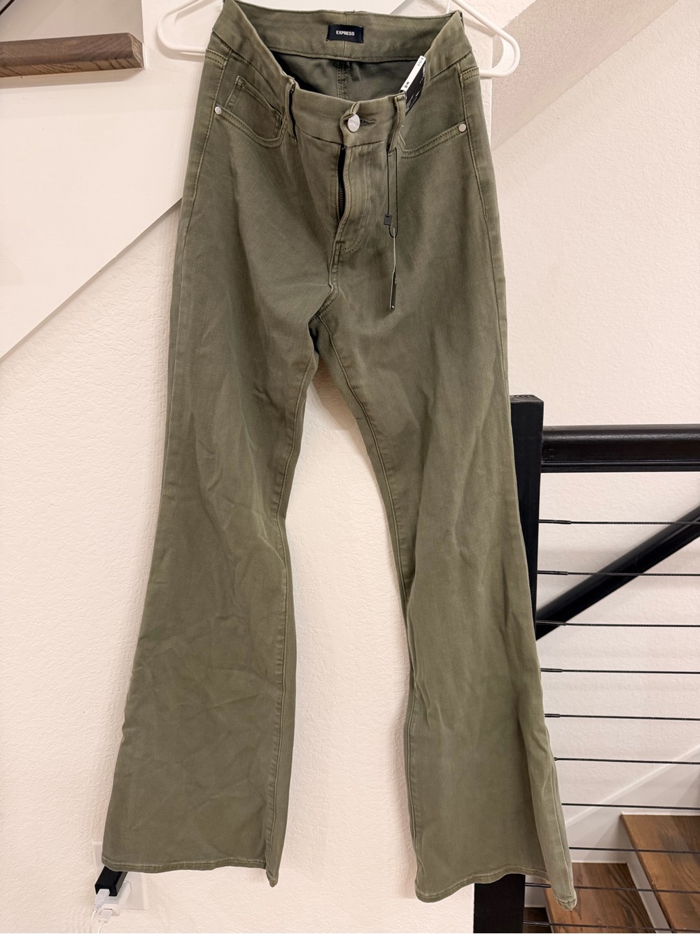 Express Olive Green Flare Pants